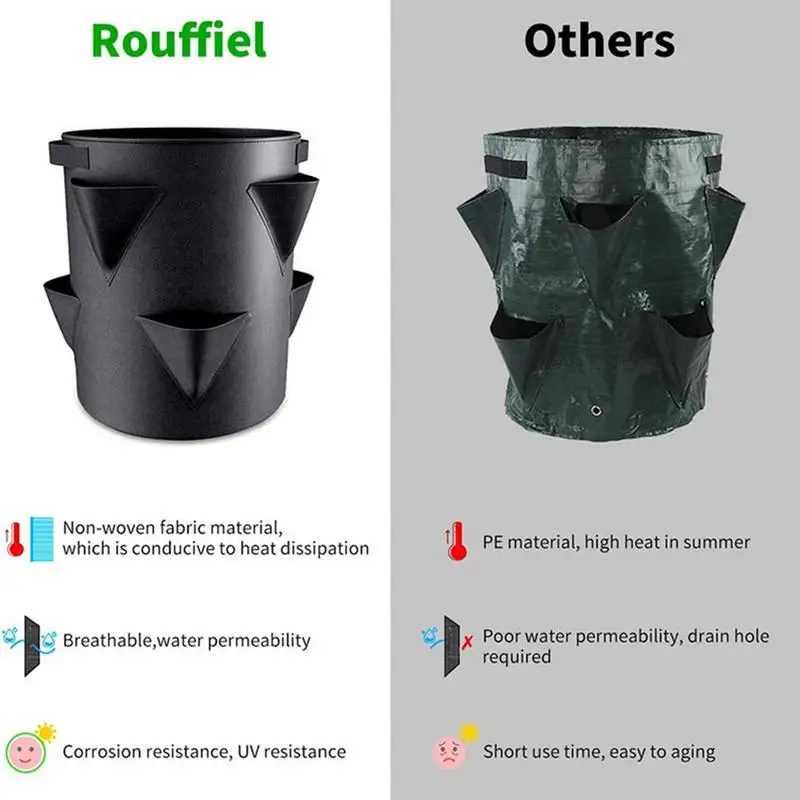 Multi-Mouth Grow Bag 7 Gallons Strawberry Tomato Planting Bags Reusable Gardens Balconies Flower Herb Planter