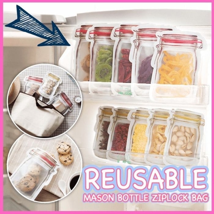 Mason Bottle Ziplock Bags (Set of 10)
