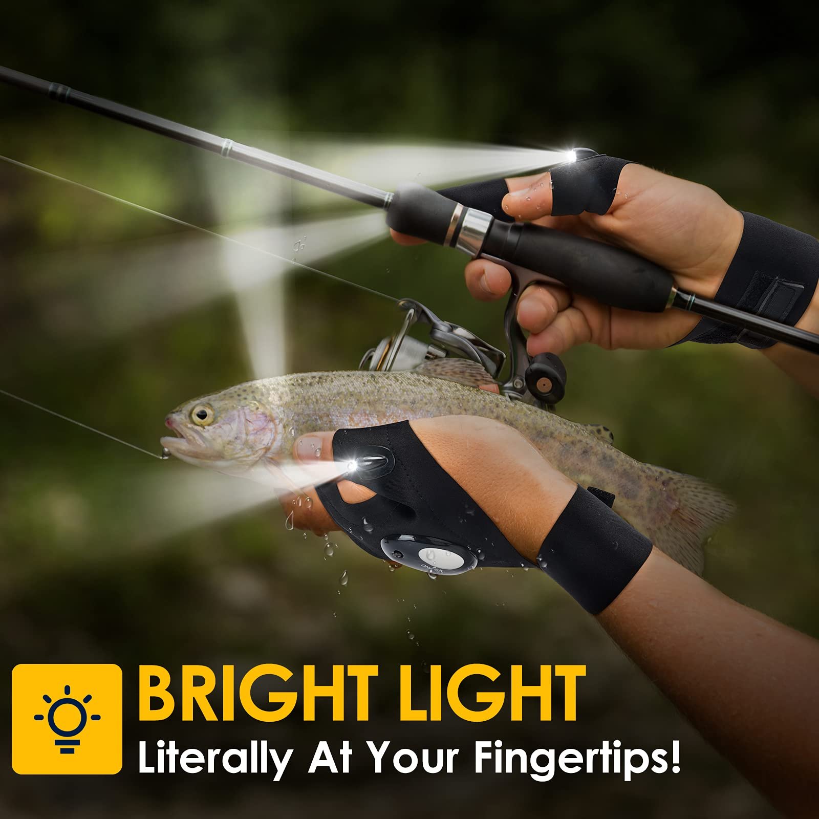 LED Gloves with Waterproof Lights
